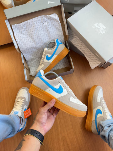 Nk Air Force F1 Couro Prime Bco/Azul