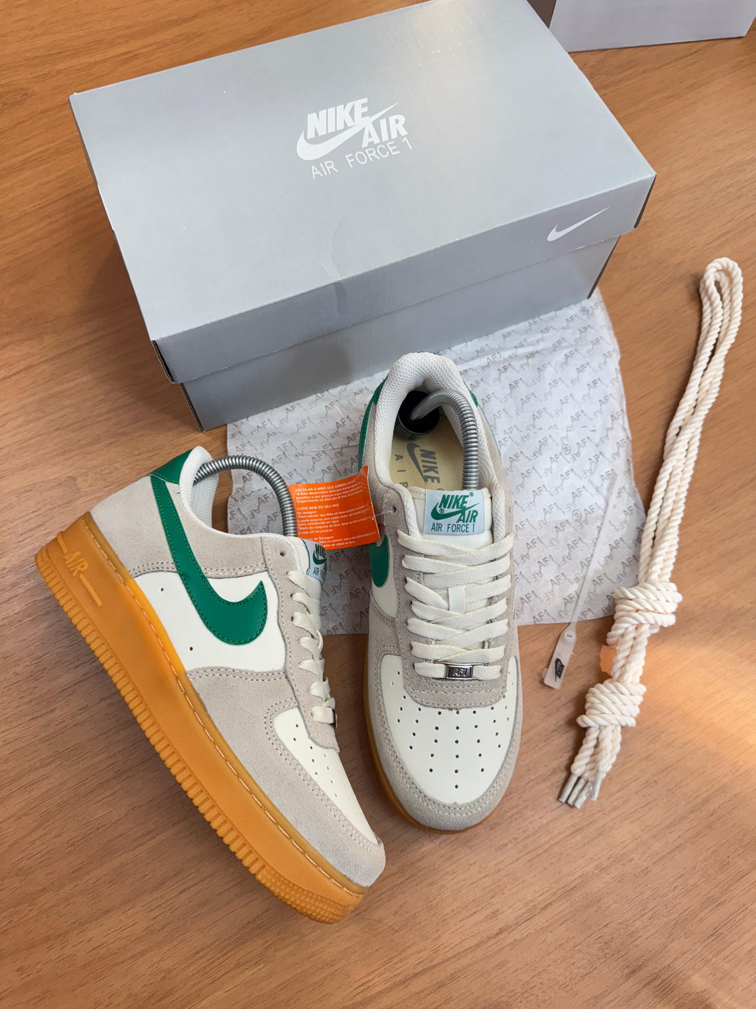 Nk Air Force F1 Couro Prime Bco/Verde