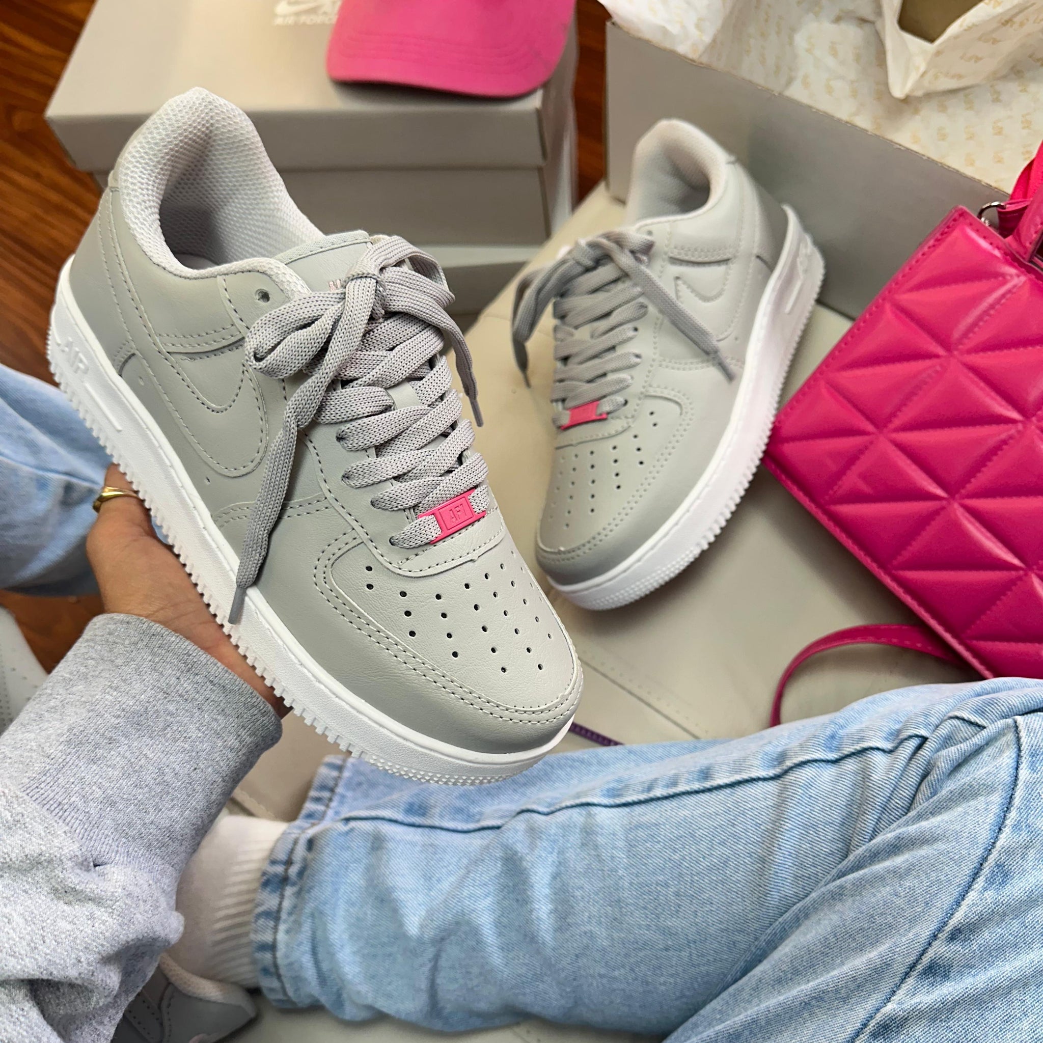 Nk Air Force F1 Cinza/Pink