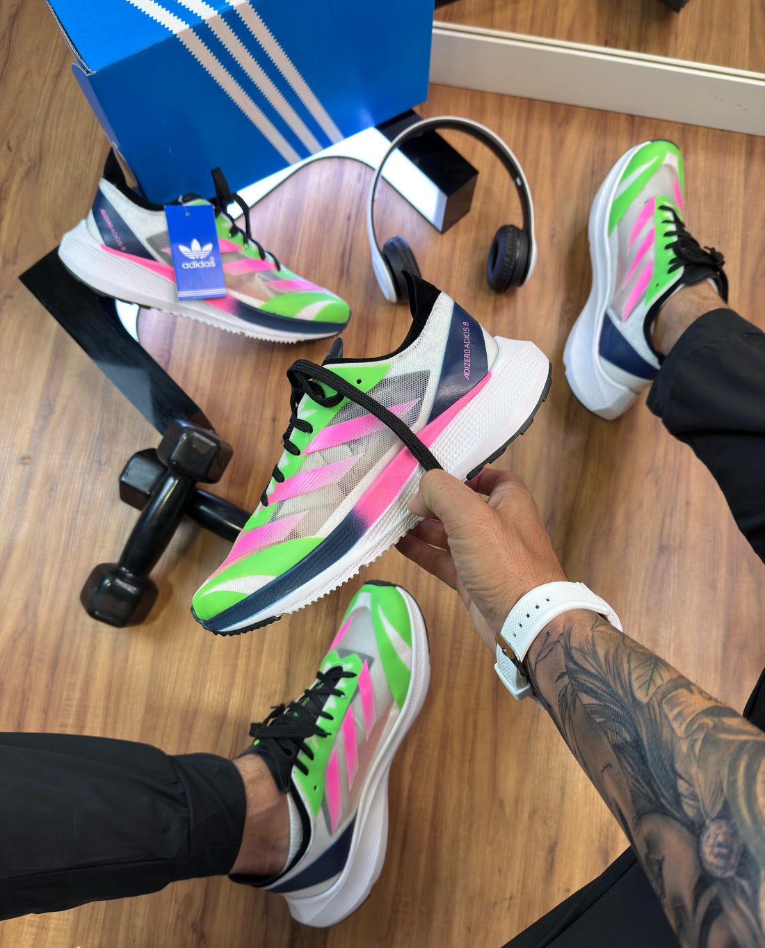 Ad Adizero 8 Verde/Rosa