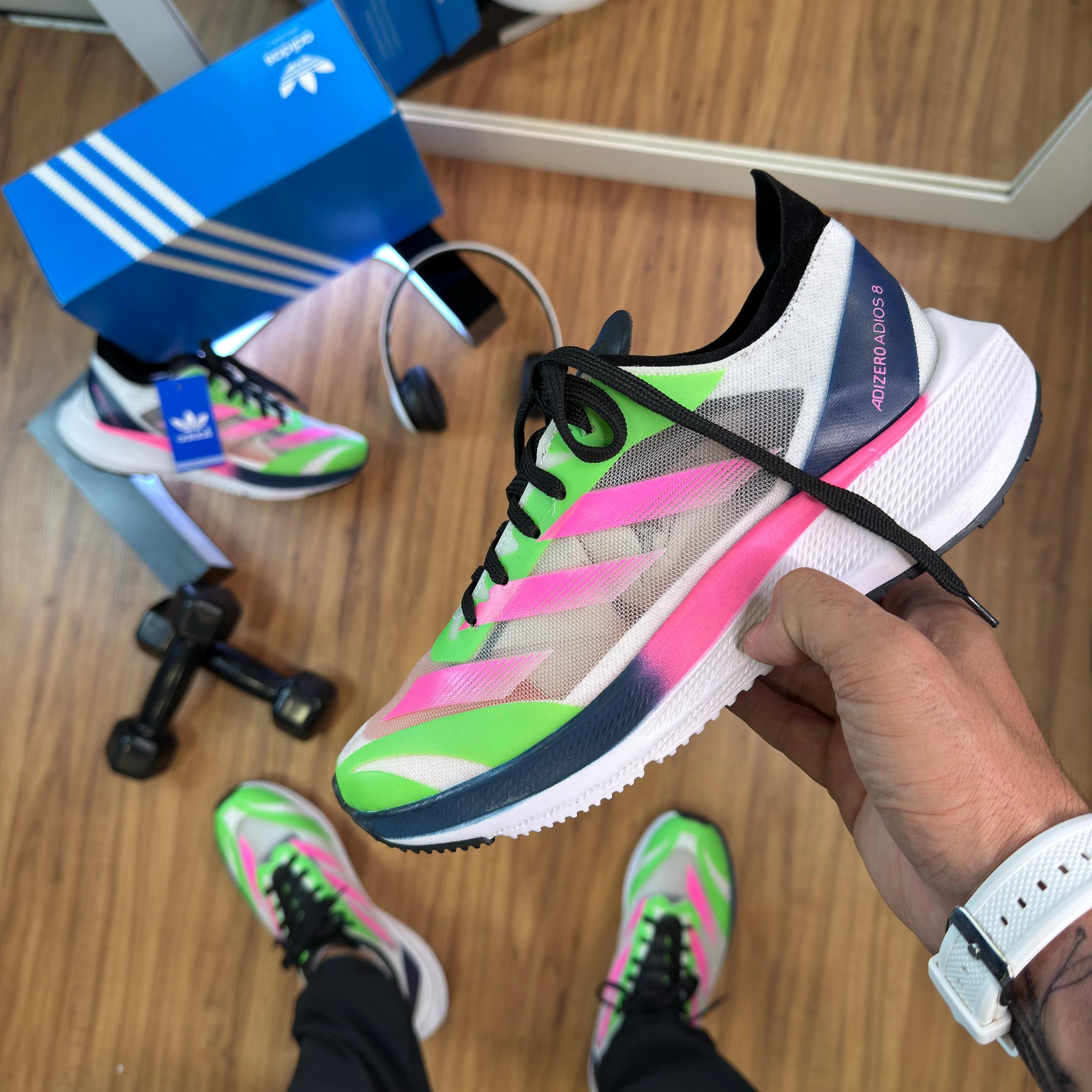 Ad Adizero 8 Verde/Rosa